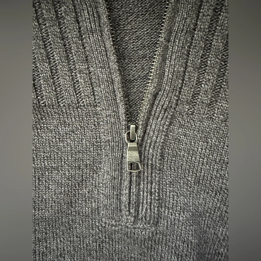 Banana Republic 100% Extra Fine Merino Wool Rib Knit Half Zip Pullover Sweater